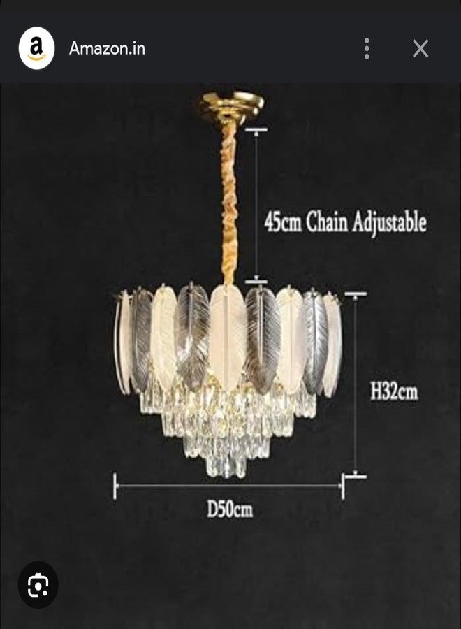 Cruv Crystal Chandelier for Dinint Table, Jhumar, Jhoomar for Bedroom, Hotels, Restaurants and Cafe (Feather Exqusite Design, 500 mm) - Image 5